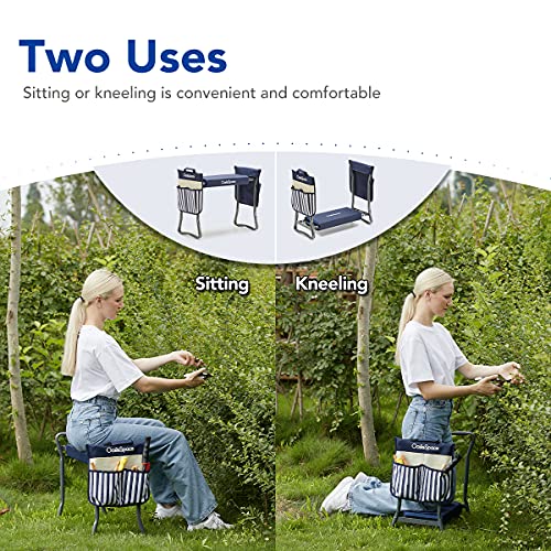 Garden Kneeler And Seat - Sturdy Garden Bench Stool With Thicken & Soft Kneeling Pad，Heavy Duty Foldable Garden Stool Bonus 2 Large Pouches For Gardening Tools By Oasisspace (Blue) #TOP2