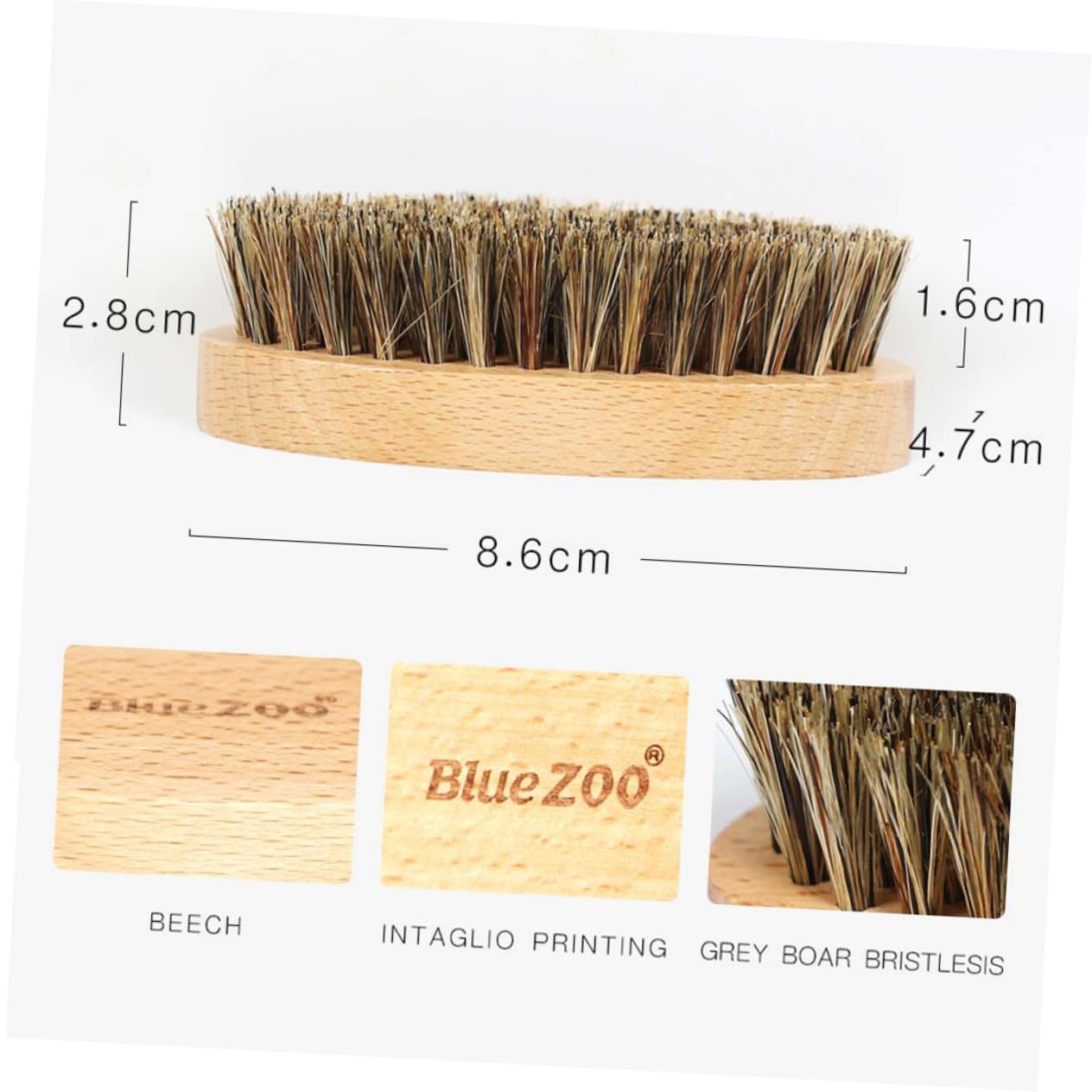 TOVINANNA Natural Boar Bristle Beard Brush for Men Shaving Brush with Beech Handle 8.5x4.5x2.8cm