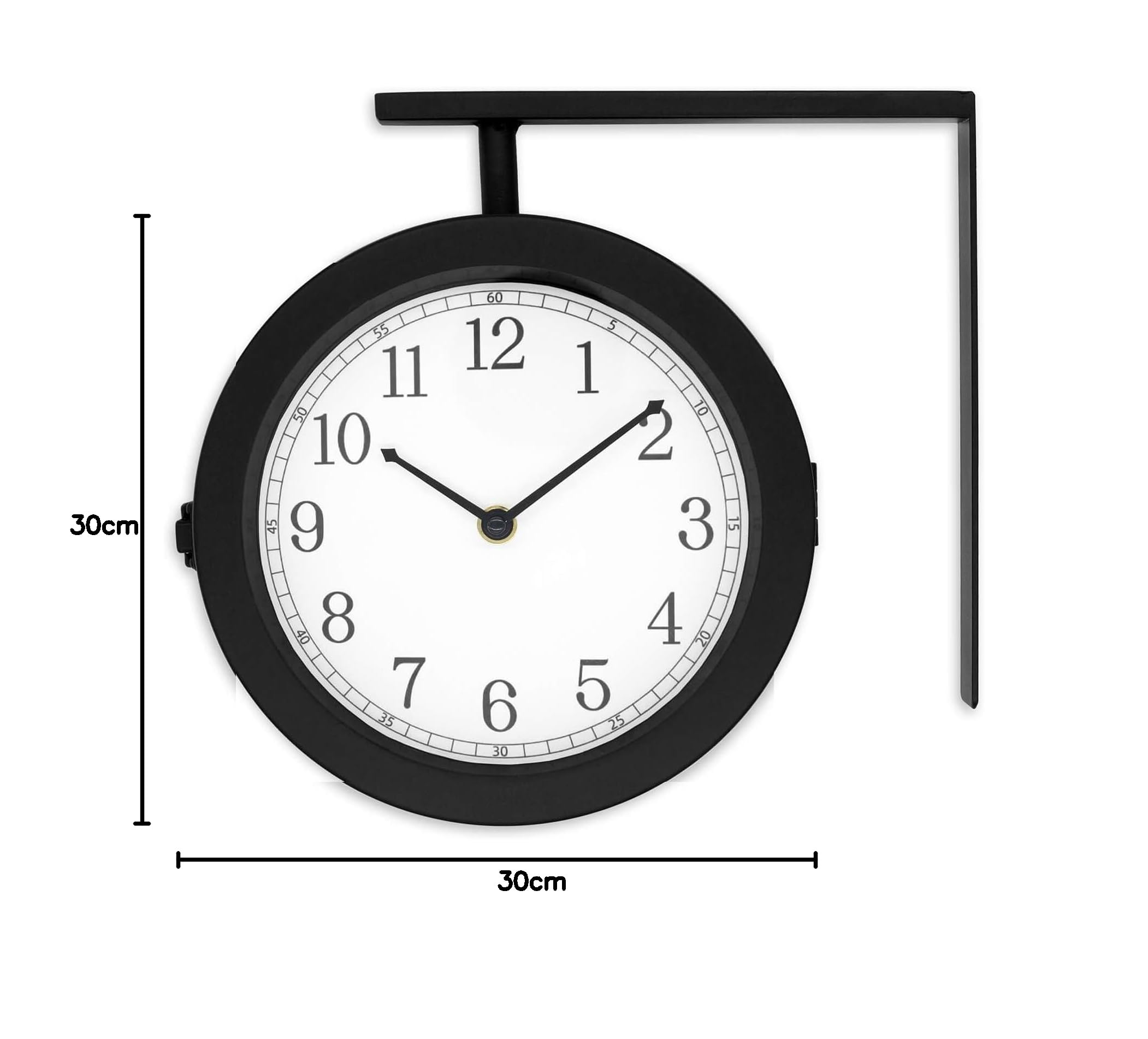 K&L Reloj de pared vintage metálico, sin tic-tac, 21 cm, doble cara, negro y blanco (aspecto steampunk, 28 x 25,3 cm)