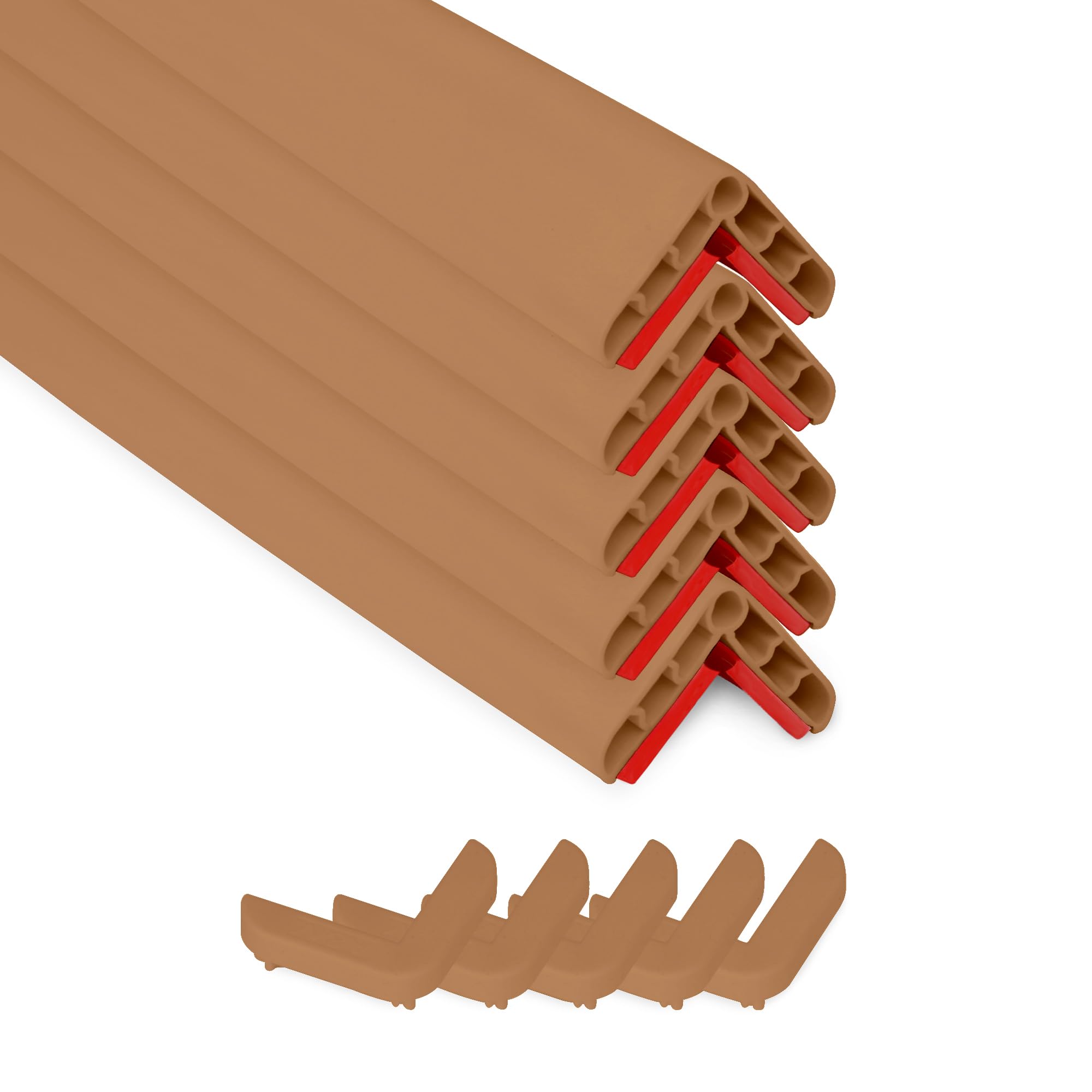 Rubber Bond Corner Protectors for Walls, 1" x 1" x 36" Self Adhesive Furniture Edging Strips for Home and Office, Pack of 5, Brown