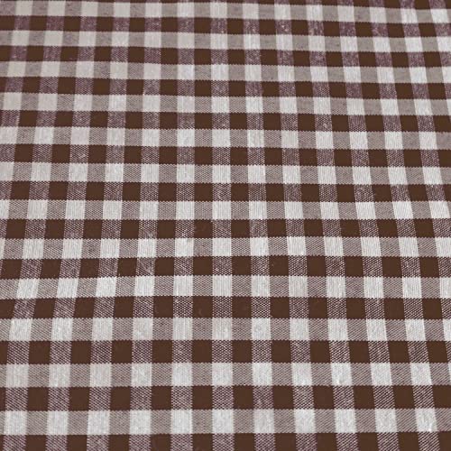 Premium 1/8" Gingham Checkered Cotton Fabric by the Yard – 58" Wide, Versatile Brown Country Farmhouse Sewing Material for Crafting & Home Décor