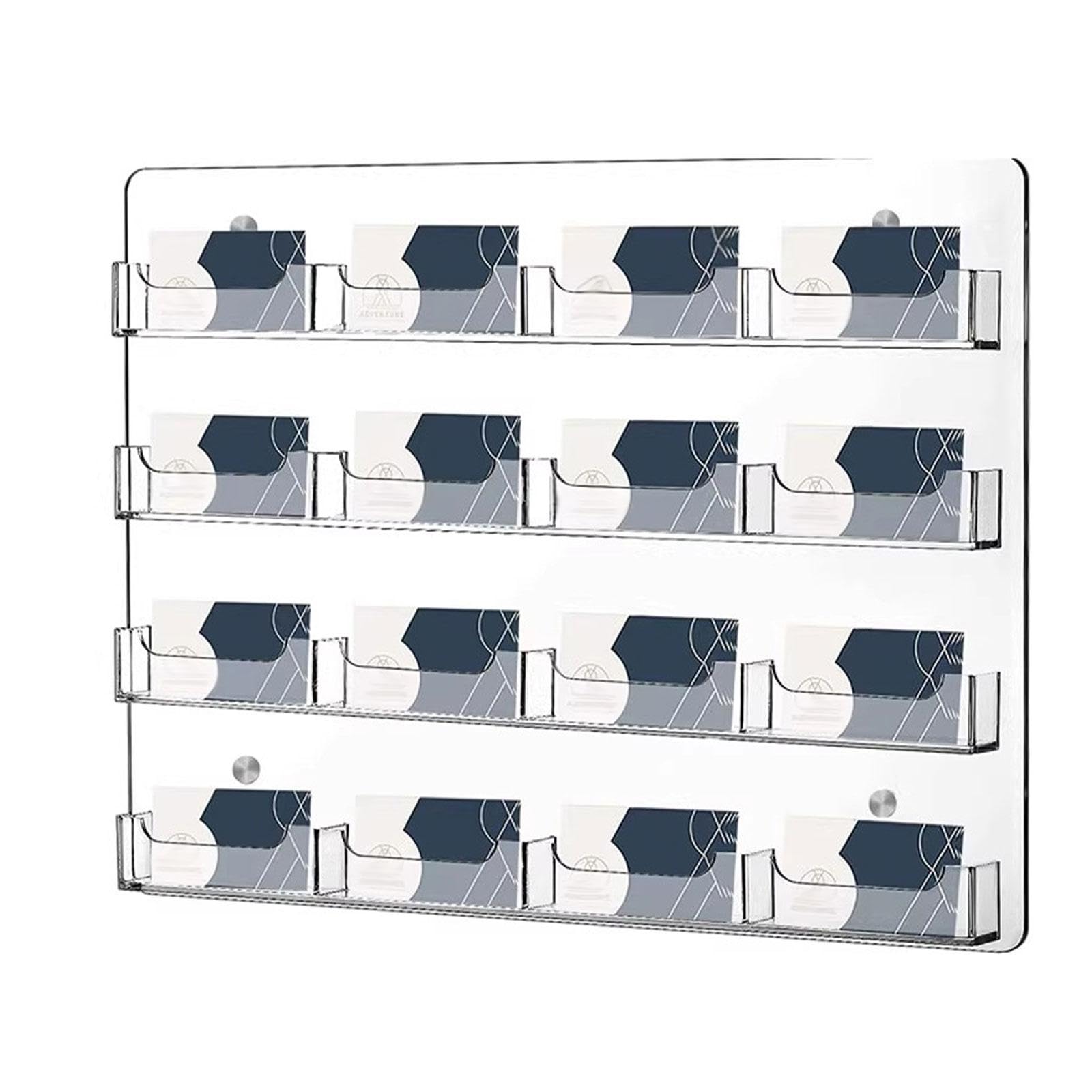 perfk Présentoir à autocollants en acrylique pour cartes de visite, gain de place pour la maison et le bureau, support mural transparent pour autocollants, 12 Poches