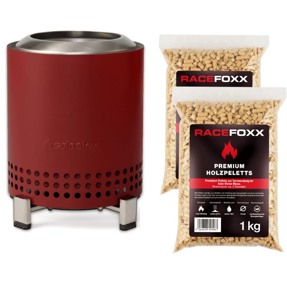 Solo Stove Mesa Tischfeuer inkl. 2 kg Holzpellets, Raucharm, Deko für Garten, Terrasse und Balkon, Mit Pellets/Holz, Edelstahl, Inkl. Standfuß, Aufbewahrungsbeutel, 17,5 x 13cm, 635g, Mulberry
