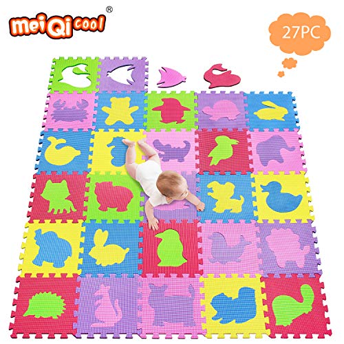 meiqicool Tapis de Sol Puzzle Tapis Mousse Bebe Jeu Enfant,Puzzle Tapis Mousse Bébé 27 Pièces, Tapis de Jeu Très Résistant pour Enfants 545556