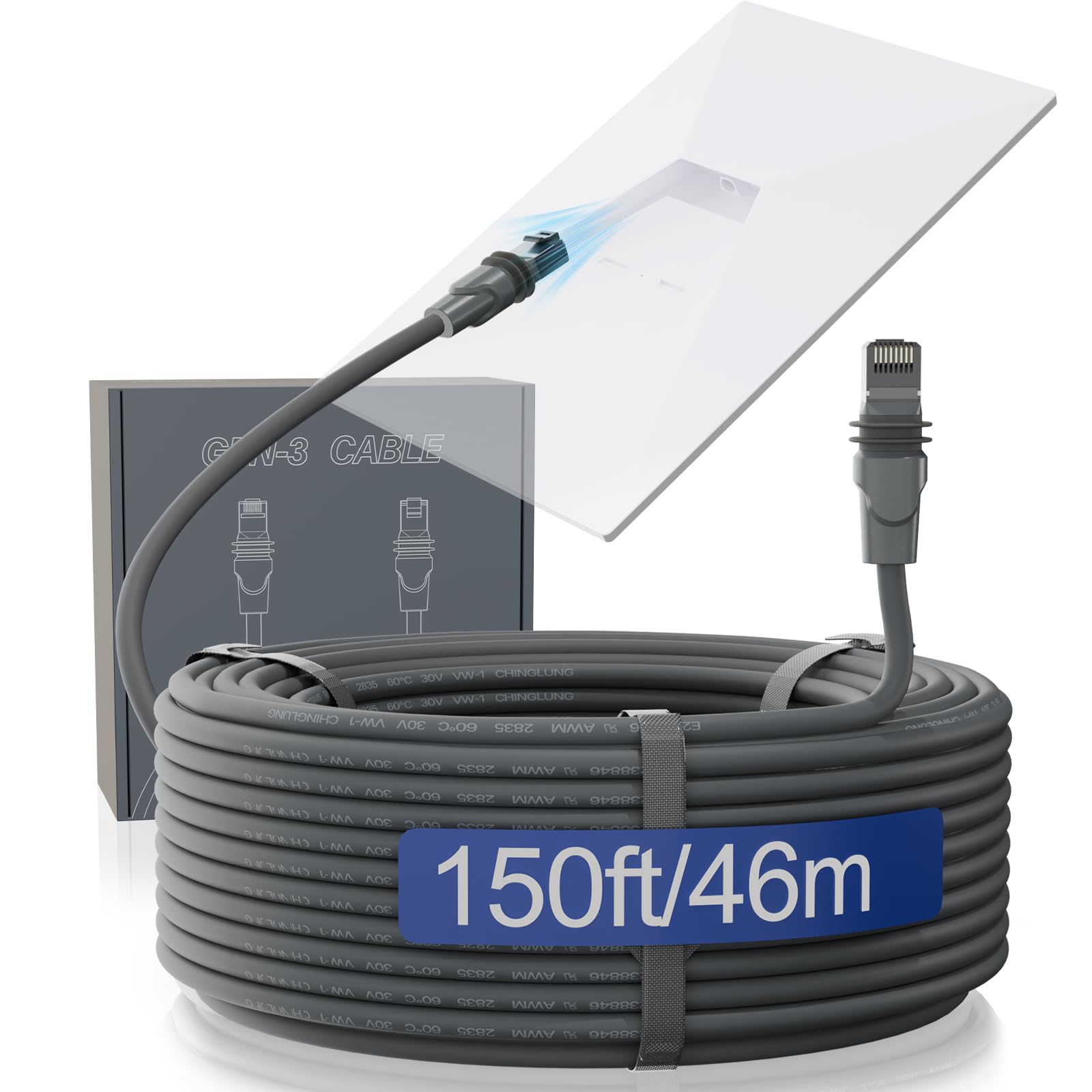 150FT Starlink Cable for Standard 4/4X/V4/V5, Premium Starlink Gen 3 Cable