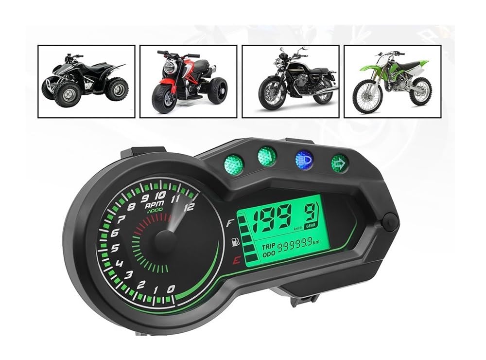 Velocímetro Digital para motocicleta medidor 12000 RPM | Tacómetro universal para motocicleta medidor 12000 RPM, velocímetro indicador marcha del vehículo, odómetro de viaje,