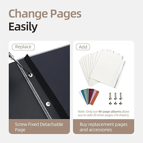 Miniatura 6 de Vienrose - Álbum de fotos autoadhesivo de 3 x 5, 4 x 6, 5 x 7 u 8.5 x 11 pulgadas, álbum de recortes magnético para hacértelo tú mismo, 60 páginas