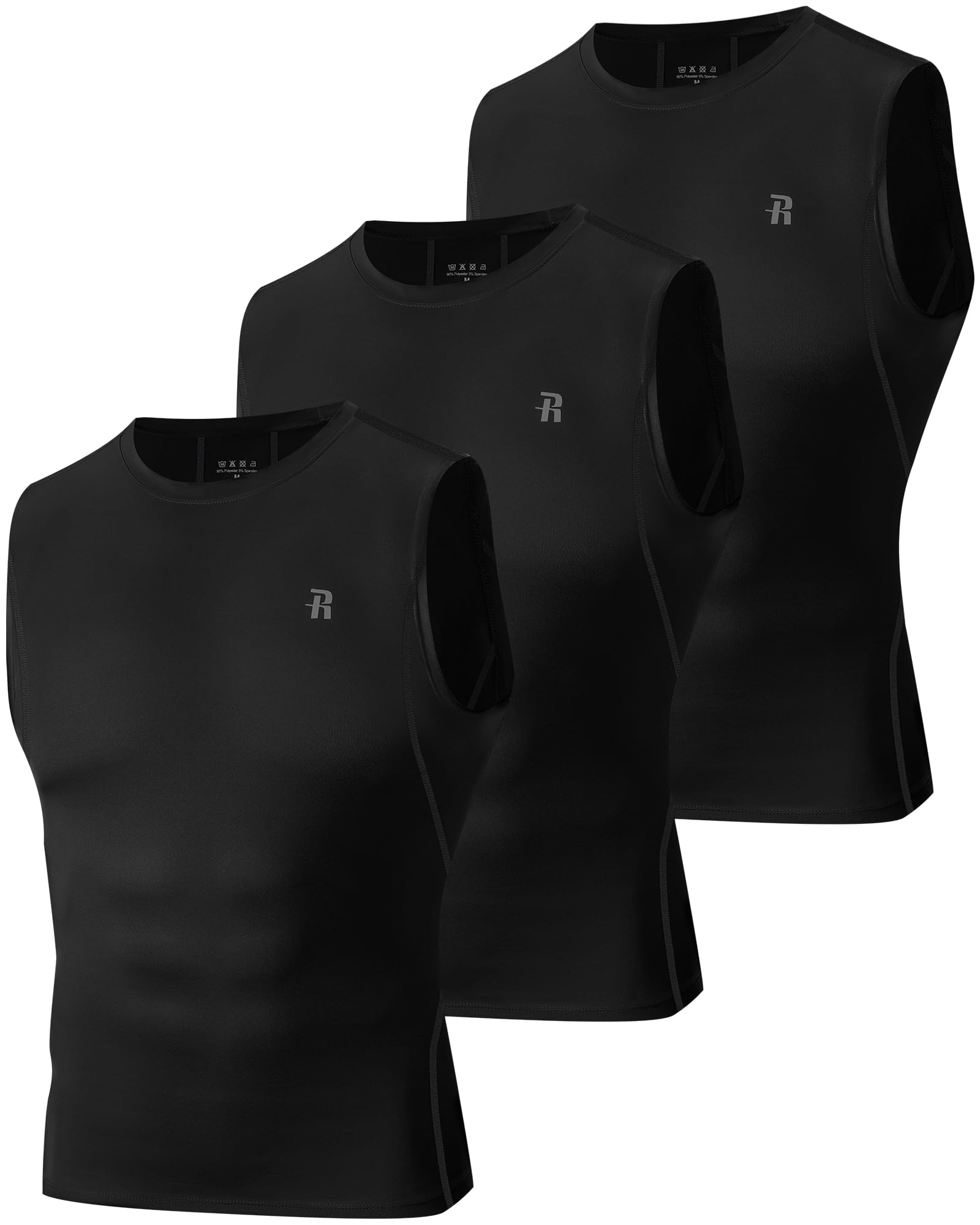 Runhit Men's Sleeveless Compression Shirt 3 Pack