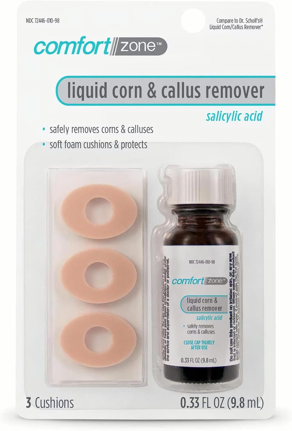 Maximum Strength Liquid Corn & Callus Remover for Feet & Hands with Salicylic Acid, Effective Corn and Callus Remover for Toes & Fingers with Applicator, 0.33 Oz, 4 Piece Set