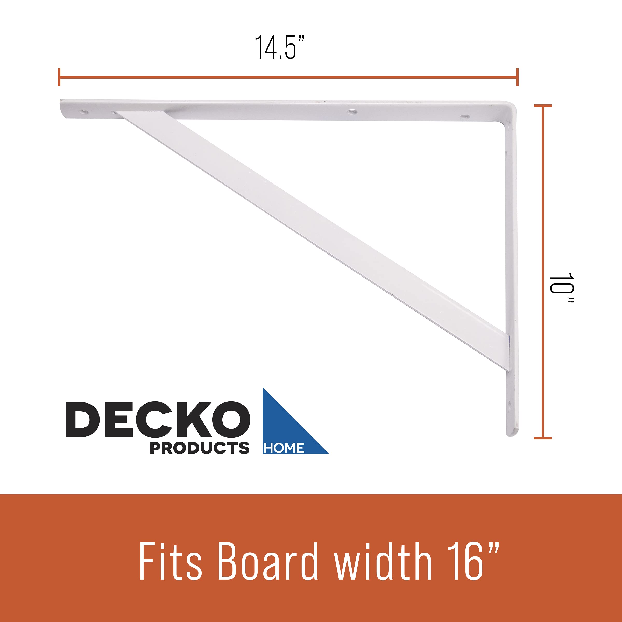 Decko 49143 Heavy Duty staffa per mensola, 26,7 cm da 19,1 cm, bianco, pezzi, 49146