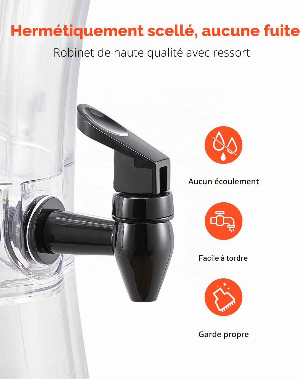 VEVOR Distributeur de Boissons avec Grande Capacité 13 L, Fontaine à Eau en Plastique, Distribution d’Eau Jus Limonade Thé Glacé, avec Robinet Anti-goutte, pour Restaurants Cafés Hôtels Fêtes