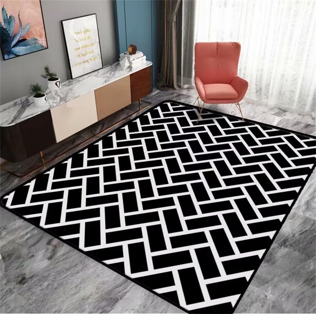 Carpette chambre et tapis de sol bureau 250x300CM noir géométrique
