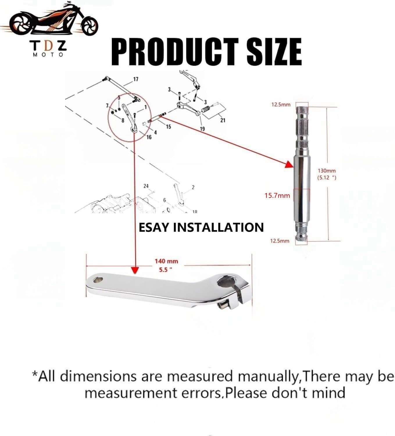 Amazon.com: TDZ 2PC Chrome Steel Inner Shifter Lever Shaft Kit for