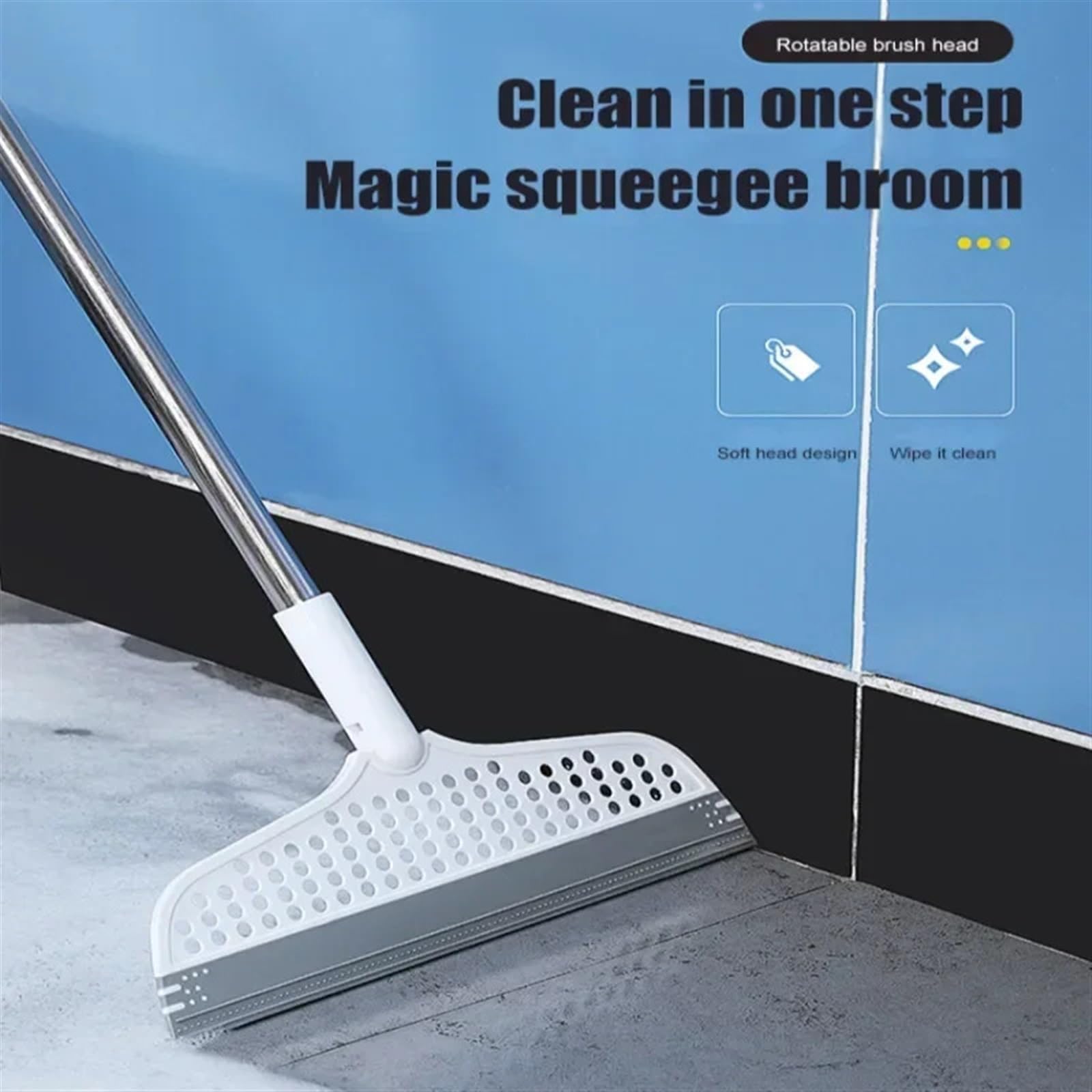 Limpiaparabrisas De Silicona Multifuncional for Vidrio De Baño | Limpiaparabrisas Escoba de silicona for piso Uso húmedo y seco(Single pack x 3)