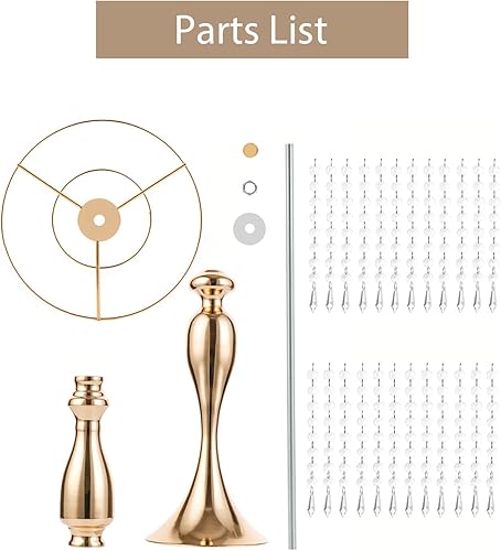 Miniatura 7 de Sziqiqi - Centro de mesa elevado con flores de color dorado y cuentas de cristal colgando para eventos, fiestas, bodas, recepciones, arreglos