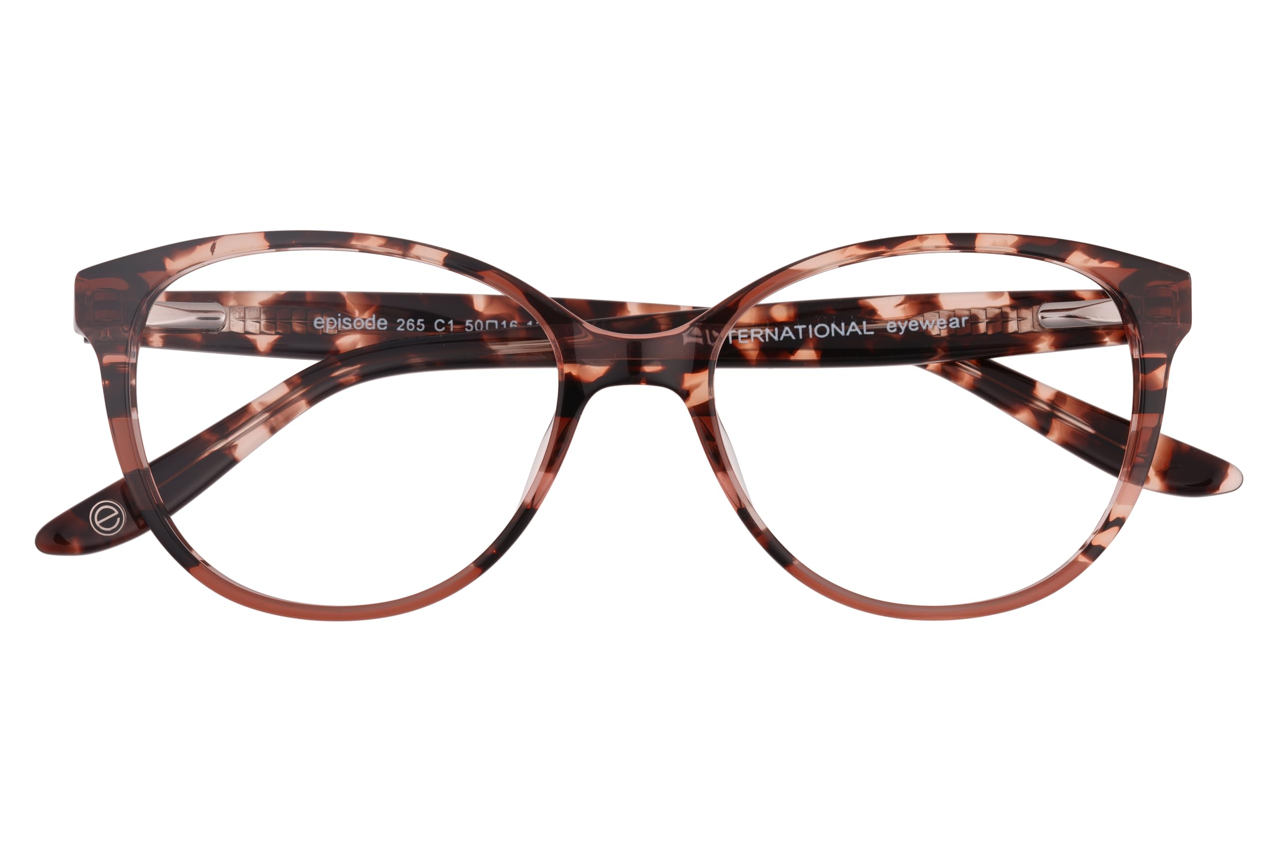 Episode Brille mit Sehstärke für Damen optional mit Sonnenbrillentönung oder Blaulichtfilter, Rund, gefertigt aus Acetat, Modell: EPO-265-C1-50 (inklusive Brillenetui)