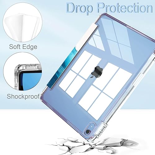 Miniatura 3 de Feams Funda para iPad de 10 generación de 10.9 pulgadas, delgada, ligera, triple pliegue, funda transparente con soporte para lápiz y apagado y