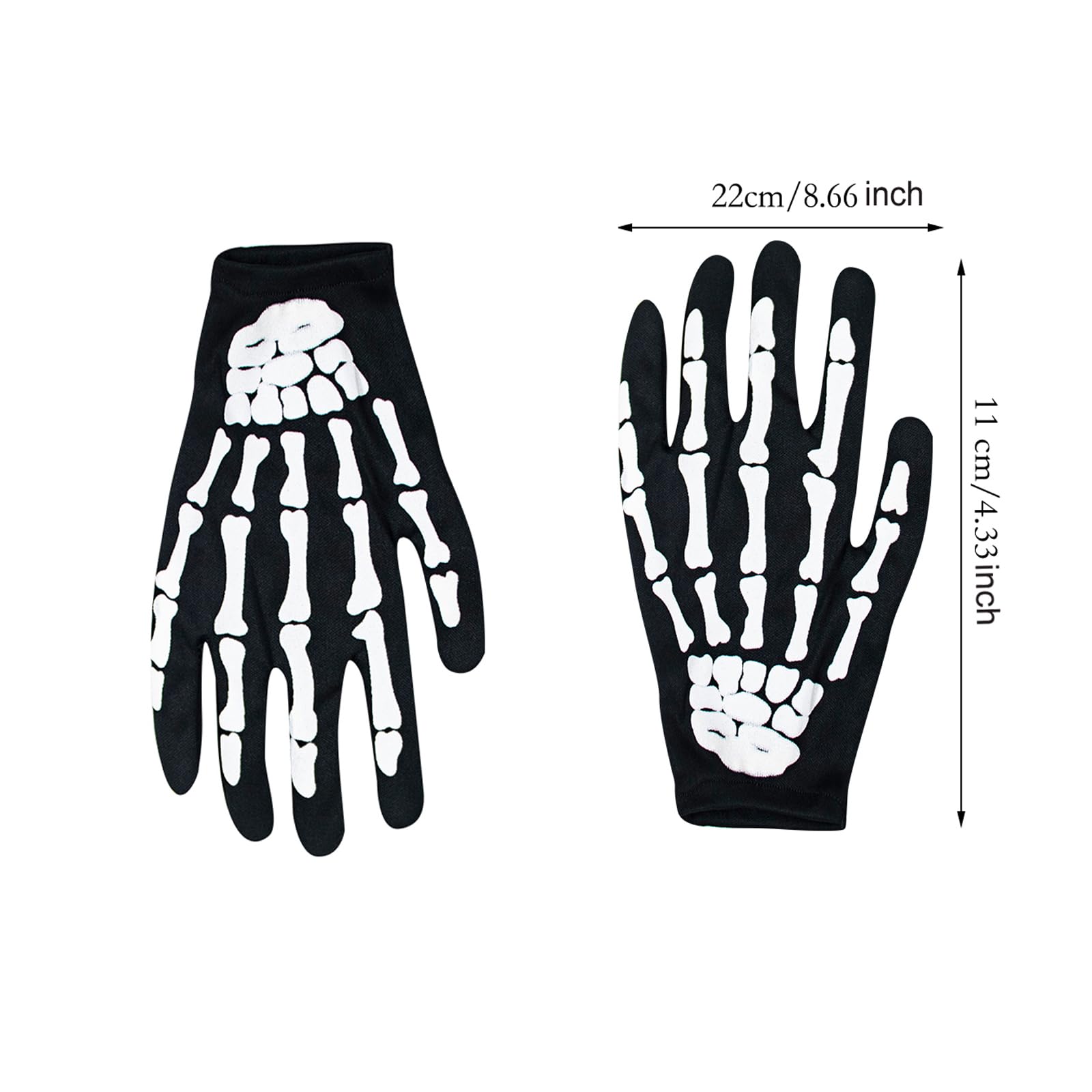 Milaloko Halloween Skeleton Gloves Short Skull Claw Ghost Bone Full Finger Gloves for Adult Halloween Cosplay Costume Party - Image 2