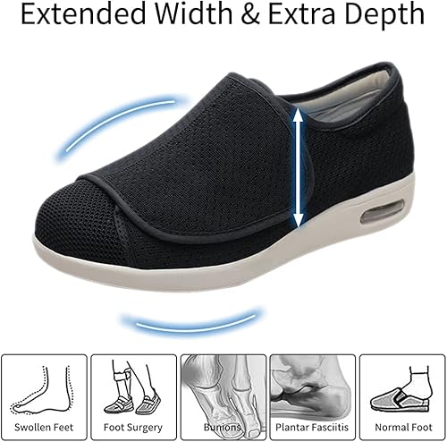Miniatura 2 de MEJORMEN Zapatillas para hombre diabéticos de ancho extra ancho fácil de poner y quitar con cojín de aire y malla transpirable, soporte para hombres