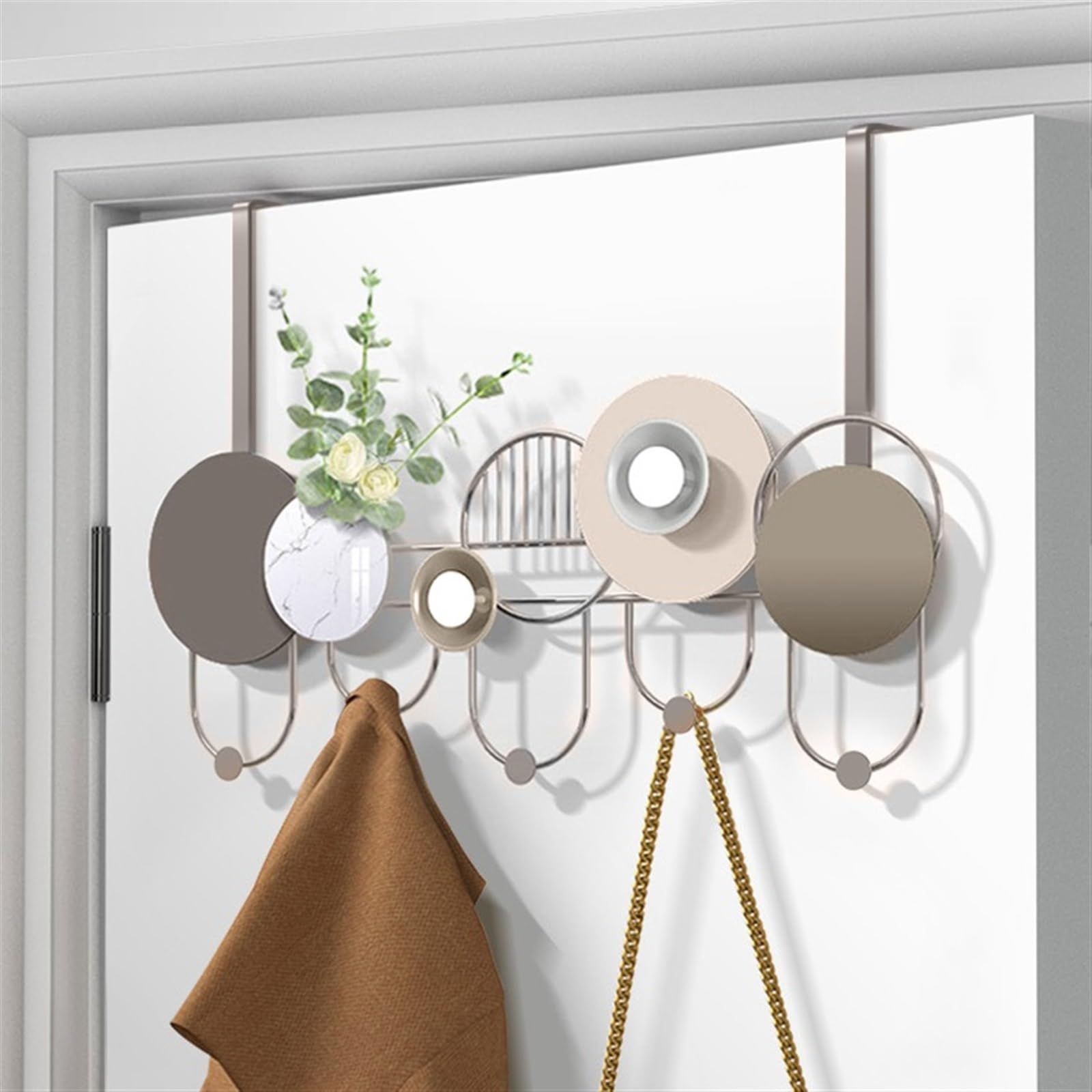Percheros de Pared para Colgar sobre la Puerta, percheros para Puerta, toalleros para baño con 5 Ganchos (2)