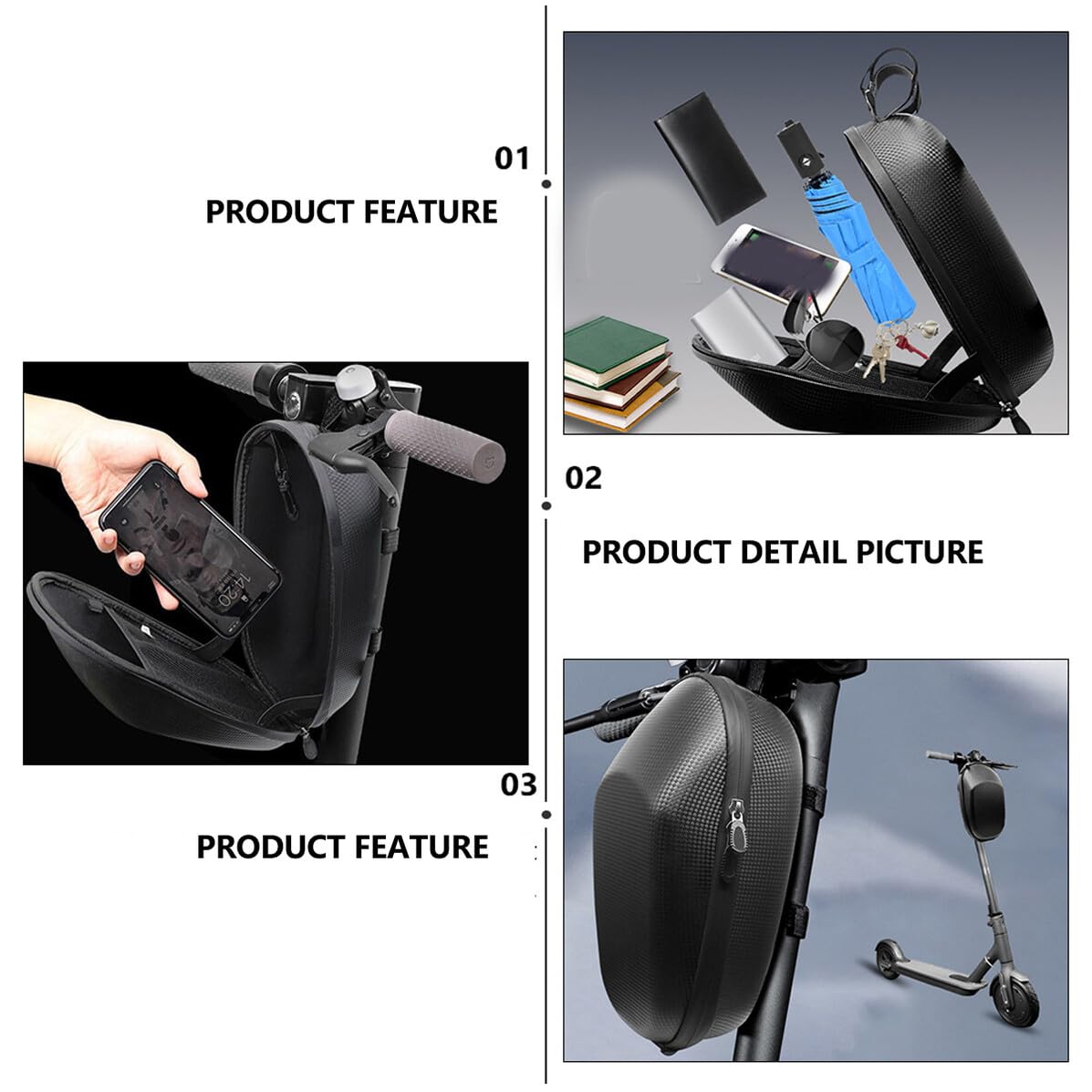 Borsa Manubrio per Bicicletta Grande Capacità 1-2l in Pvc e Eva Robusta e Resistente, Comoda da Trasportare per Uscire in Bici