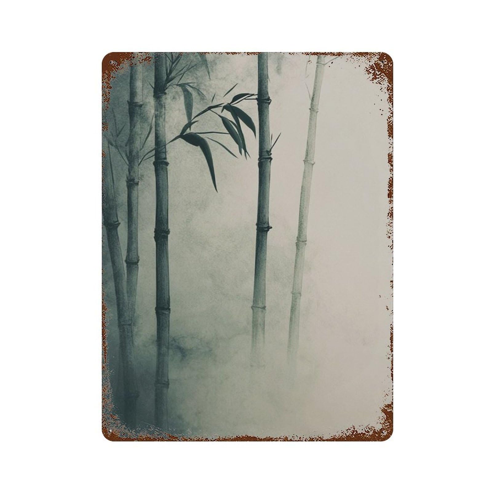 xiaoxiaoshen Bamboo Japanese Zen Nature Minimal Botanical Calm Neutral Interior Work Wall Decor Art Metal Tin Poster Modern Home Decor Art Home Bar Shop Decorations Vintage Sign 40x30cm