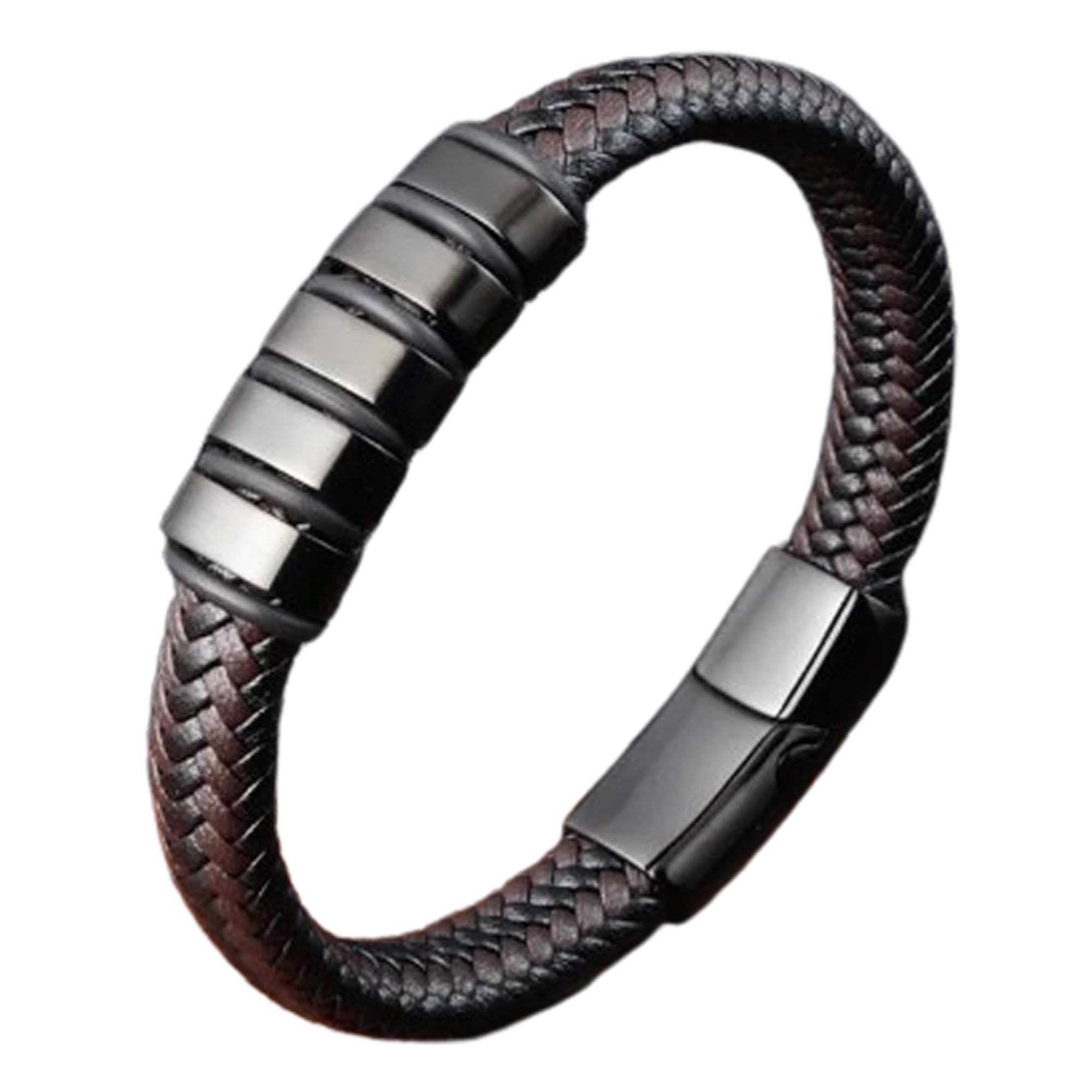 Stylish Bracelet For Men Leather Bracelet Magnetic Clasp Wraparound Black Charm Bracelets For Men Boys Girls Accessories Mens Jewellery Love Gifts (Multi)-image-23