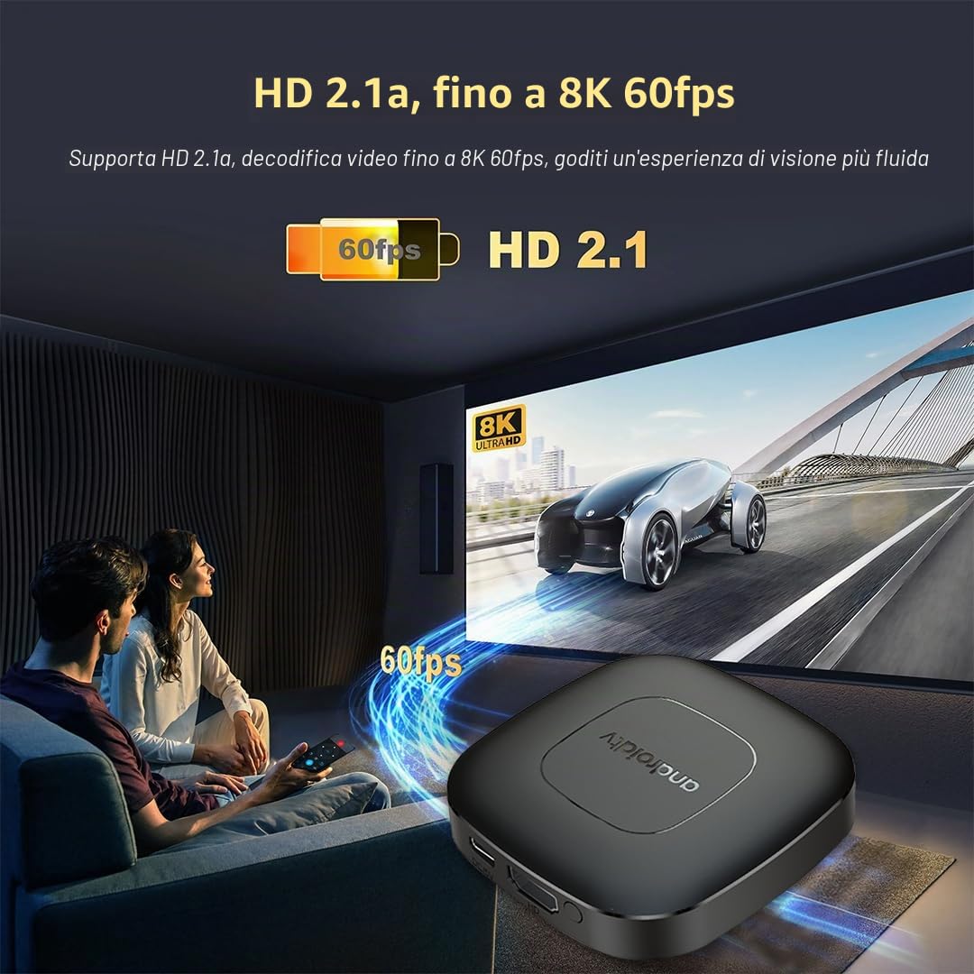 T1 Deluxe Edition Android 14.0 TV Box Quad-Core WiFi6 2.4G/5.8Ghz BT5.0 4K AV1 Ultra HD Voice Control Smart Home Player