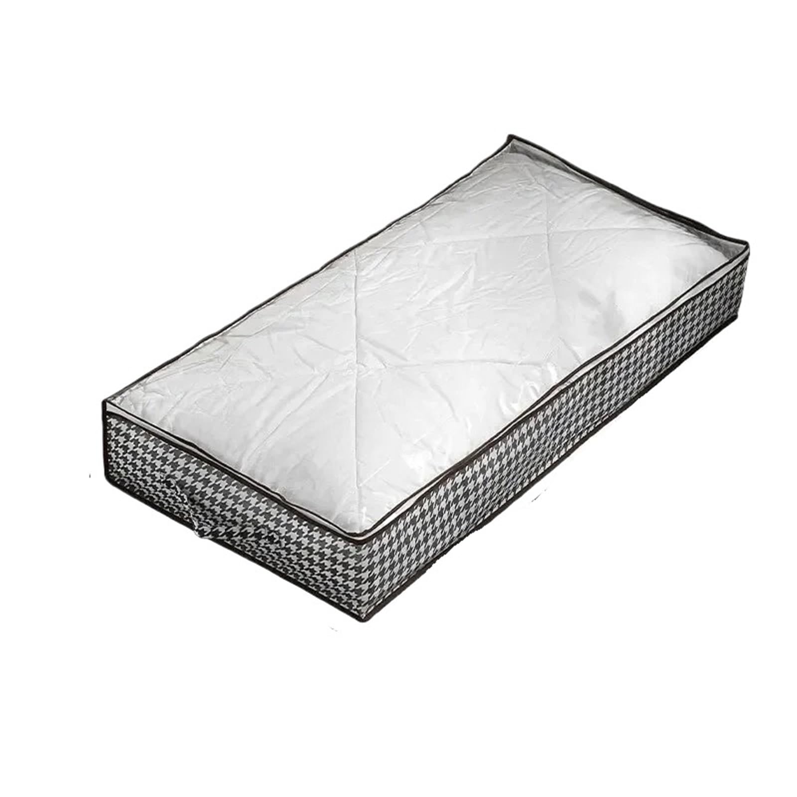 FCfpxwtz Clothes Storage Bags, Underbed Box Houndstooth Non-Woven Multicolor Foldable Quilt Clothes Comforters Organizer(Grey)