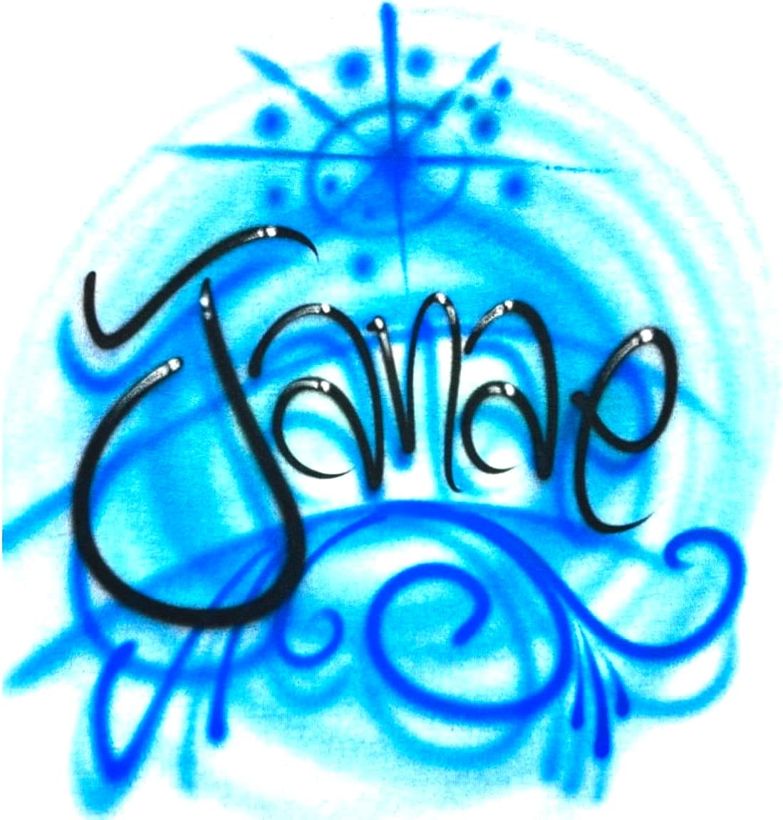 Airbrush Blue Swirls, Personalized with Name T Shirt