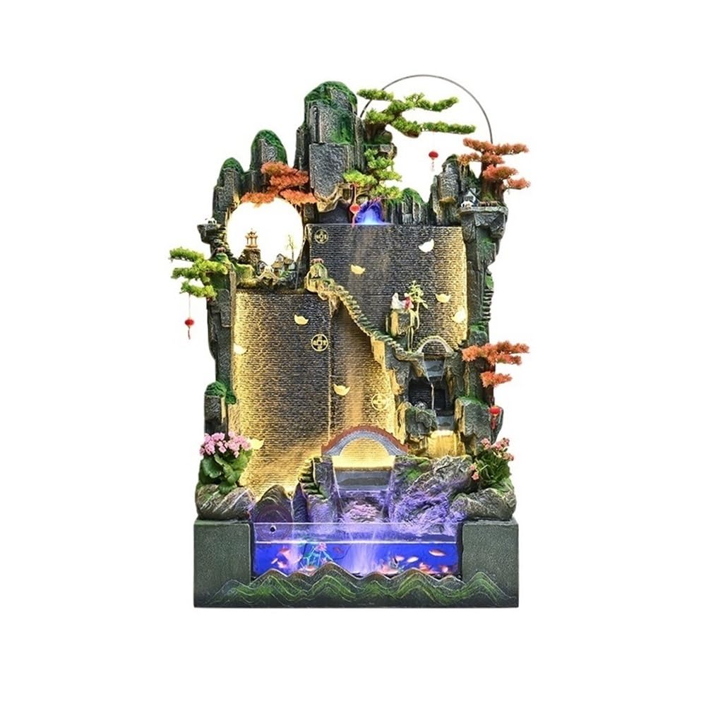 Fuente de Agua Gran pecera de Agua circulante con rocalla de Suelo, decoración Feng Shui for Sala de Estar, Patio y Paisaje. Fuente en Cascada