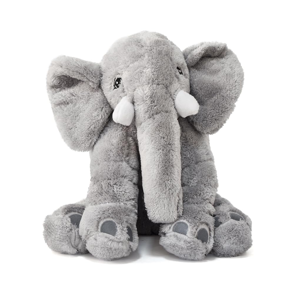 Peluche éléphant XXL – Coussin doux en peluche éléphant – Peluche mignonne en matériau doux, compagnon de sommeil et décoration (gris)