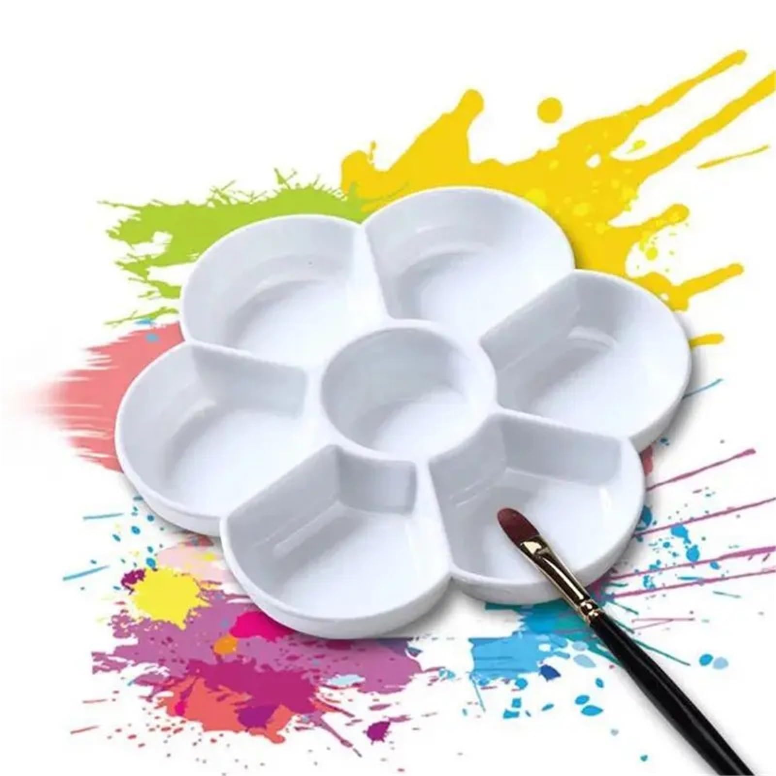 Paleta de Colores de 5 uds., Bandeja de Paleta de Pintura de 7 Rejillas for Acuarela al óleo, artesanía Gouache, Pintura artística DIY