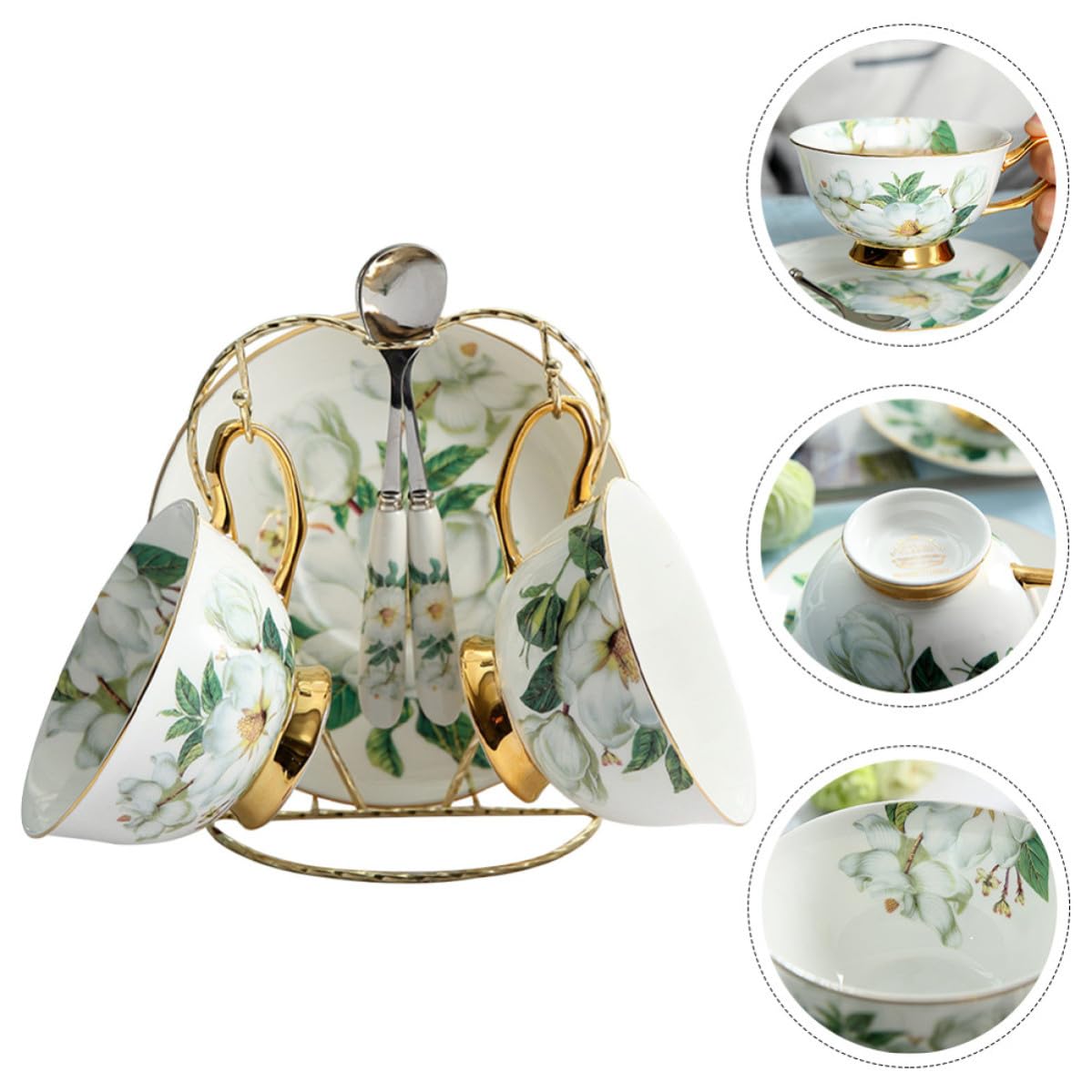 Tasse à Café en Céramique Dorée Style Européen pour Thé et Cappuccino