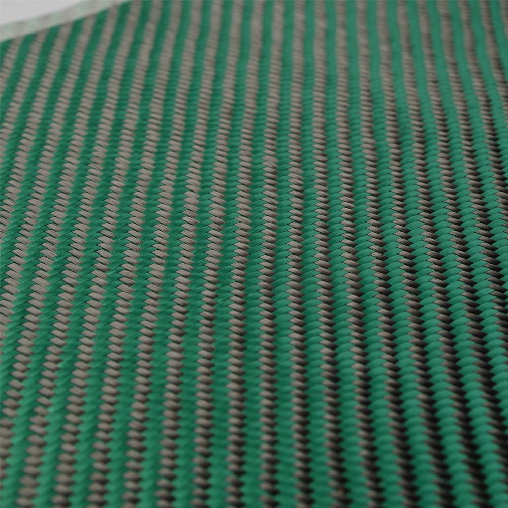 Tejido Tejido de Fibra de Carbono, Tejido híbrido de Fibra de aramida de Carbono 3K de 0,5 m²/1 m², 190 g/m², 0,2 mm de Grosor(Green,0.5 Sqm)