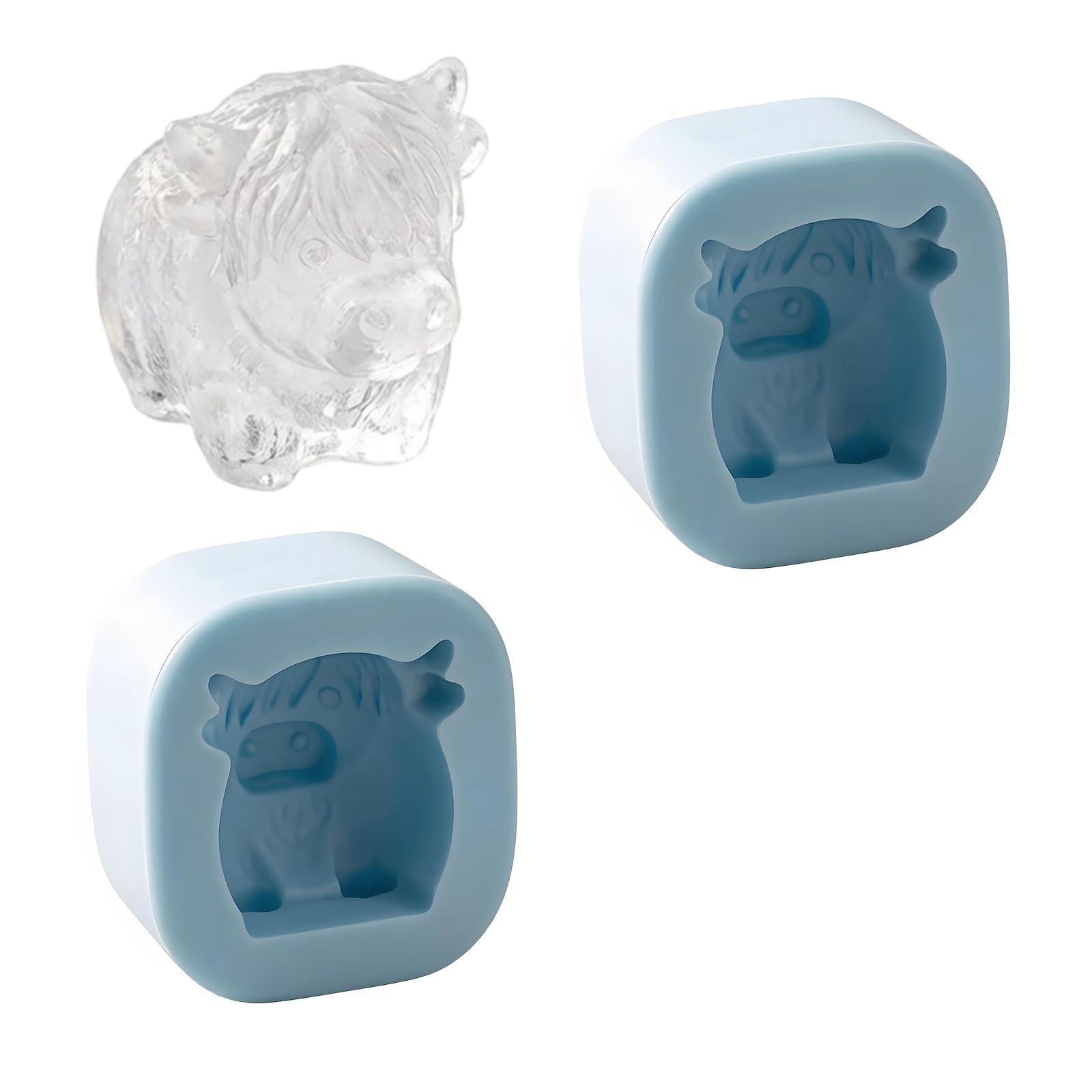 TQUXNGA Cow Ice Tray Food Grade Silicone Cow Shape Silicone Molds for Ice Cubes Chocolate and Candy Cocktails Drinks Tiny Height Cattle Freezing Block Cast