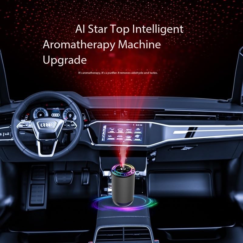 Image of Star Projector, Intelligent car Fragrance Perfume, Essential Oil Atomizer, ultrasonic Fragrance Machine, with Breathing Atmosphere lamp, air freshener (Gu Long)