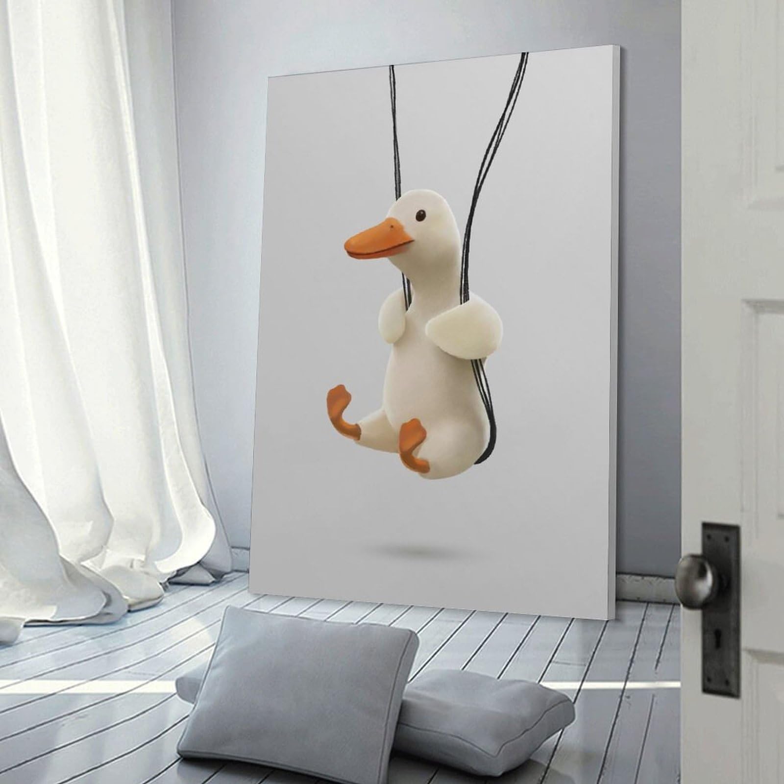 Junmoney Swinging Duckling Meme Decorative Wall Artwork, 16x24inch(40x60cm), for New Homes, Bedrooms Or Workspaces, Gift Idea for Housewarming And Birthdays