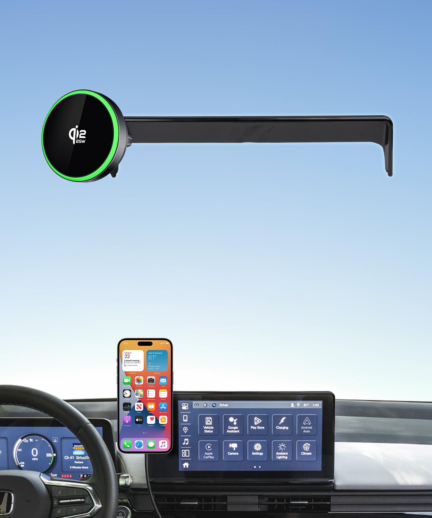 MaserWeller Qi2.2 Max 25W Fast Wireless Car Charger Phone Holder for 2024-2026 Honda Prologue/2024-2025 Acura ZDX 11.3-Inch Screen, Magnetic Phone Mount Compatible with MagSafe