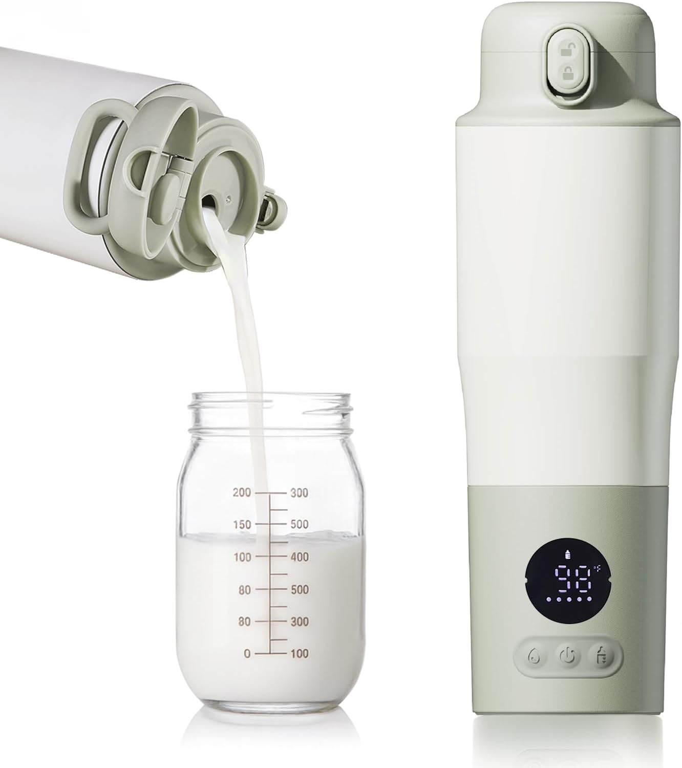 Portable Bottle Warmer for Travel – 15oz 316 Stainless Steel, 16000mAh Battery, Fast Heating & Precise Temp Control, Car Cup Fit, Long Battery Life, Perfect for Outdoor or On-The-Go Moms