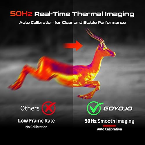 Miniatura 6 de GOYOJO Monocular de Imagen Térmica para Caza, Lente Focal de 15mm, Telescopio de Visión Nocturna Infrarroja 256x192 con Batería de Larga Duración