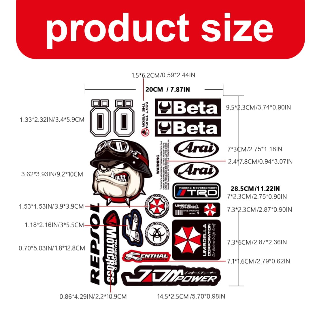 PBAHAUP Pegatinas para Moto, 5 Hojas de Calcomanías de Vinilo Impermeables para Casco y Motocicleta, Diseños Racing y MTB para Personalización de Vehículos y Cascos — view 2
