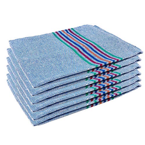 DS HOME 12 Paños de Cocina Sarga, Trapos de Cocina algodón, Toallas de Cocina absorbentes Lavable a Maquina, Juego de 12 paños Suaves y duraderos, 56 x 56 cm Fabricado en España (Azul)