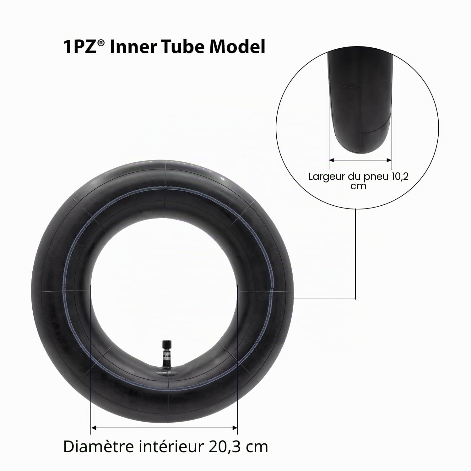 1PZ FT2-48T Pneu et chambre à air universel 4.80 4.00-8 pouces avec tige de valve droite TR13 pour chariots de jardin, brouettes, chariots à gazon, tondeuses à gazon, brouettes 4,80 4,00-8