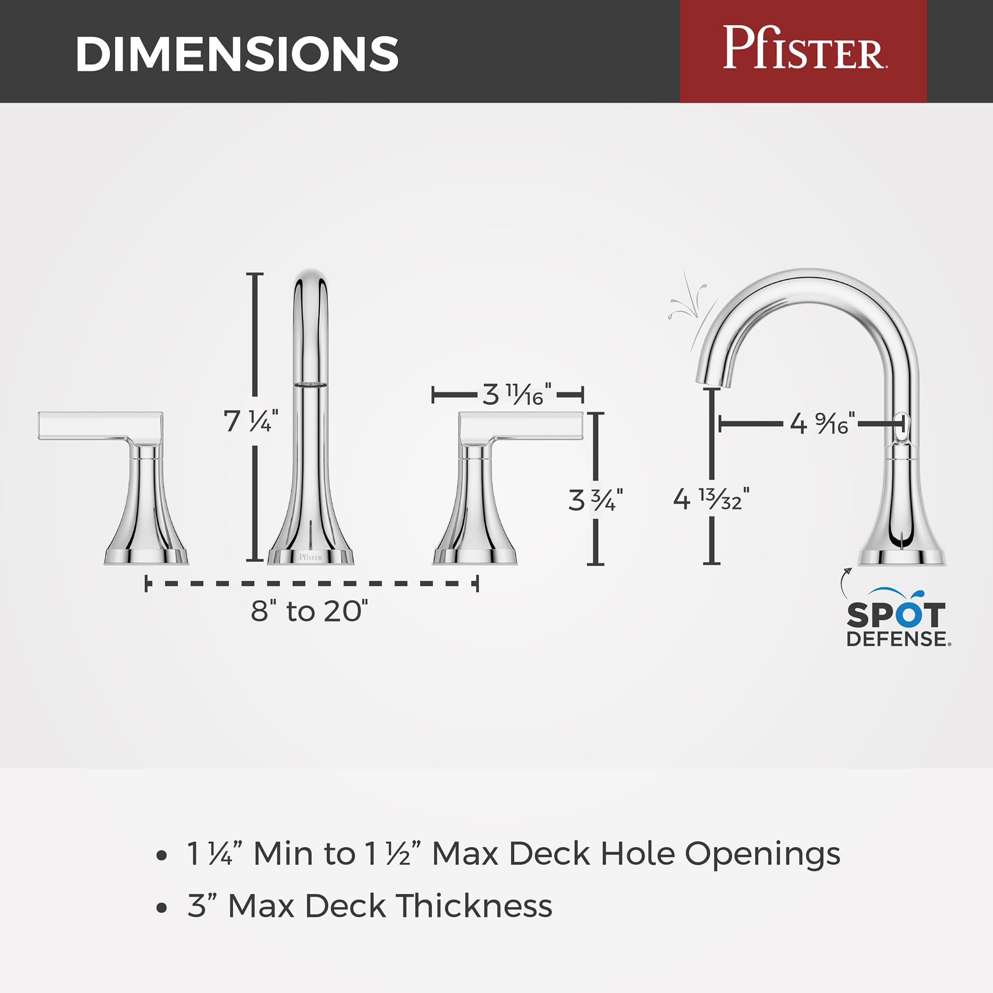 Pfister Vedra LF049VEDC - Grifo para lavabo de baño, 20.3 cm, 2 asas, 3 agujeros, acabado cromado pulido