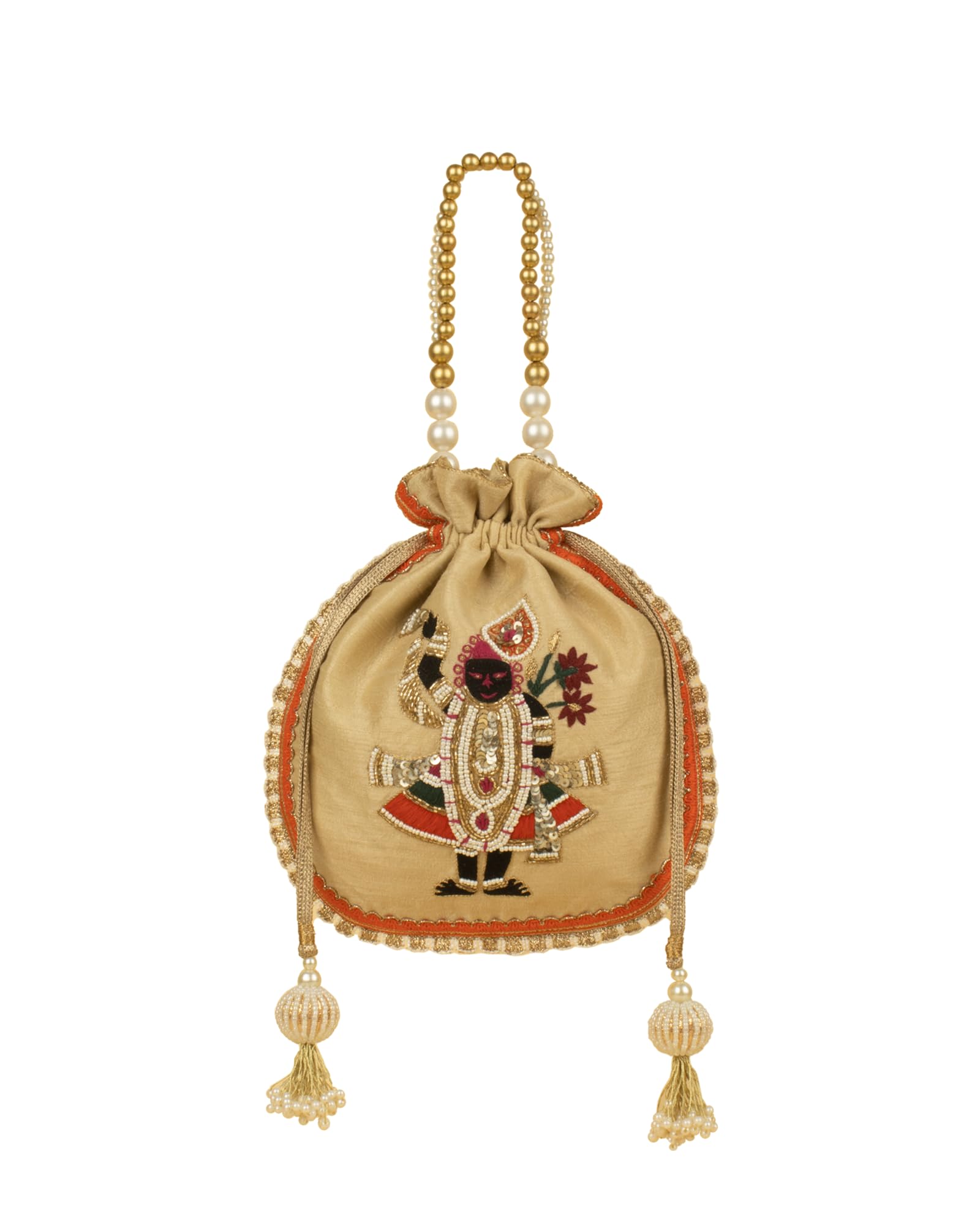 Rasa Heritage Embroidered Potli Bag - Beige-image-47