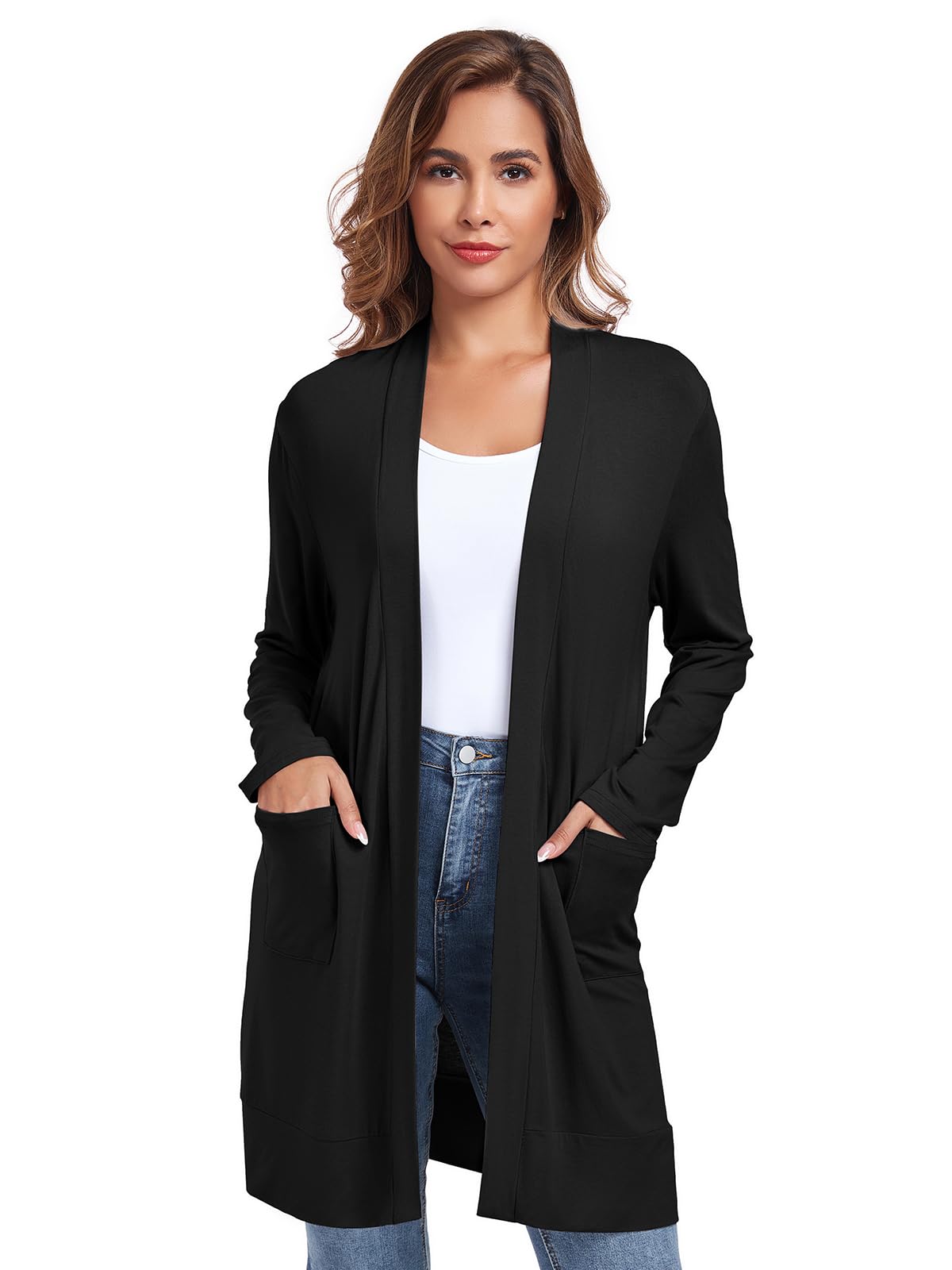 TownCat Womens Lightweight Cardigan with Pocket Long Sleeve Open Front Casual Loose Cardigans for Women