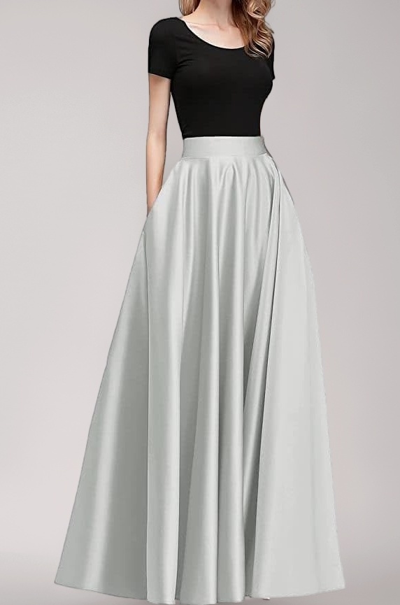 JANAK Maxi Skirt for Women, Soft Silk Fabric, Adjustable Waist, Flared Pattern