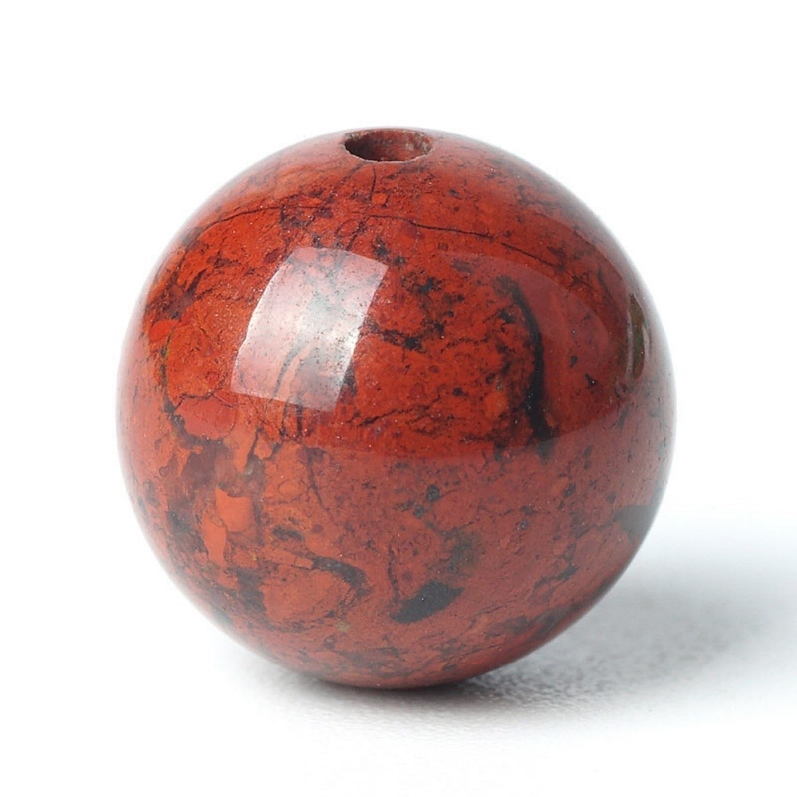100Pcs Natural Stone Beads 10mm Red Blood Jasper Round Loose Gemstone Energy Healing Beads Hole Size 1mm DIY Smooth Beads for Bracelet Necklace Earrings Jewelry Making — image 1