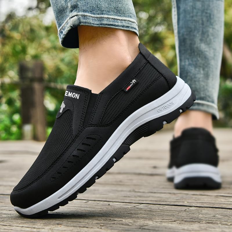 Men's Slip-On Walking Shoes, Lightweight Comfort Breathable Loafers Non-Slip Hiking Shoes2